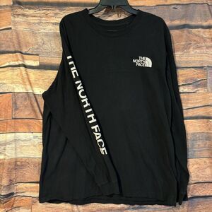 The North Face T-shirt XXL Black Men’s Long Sleeve Hit Logo 100% Cotton Outdoors